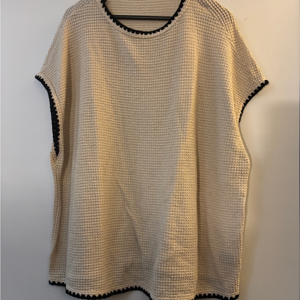 SHEIN Beige and Black Waffle Knit Tunic